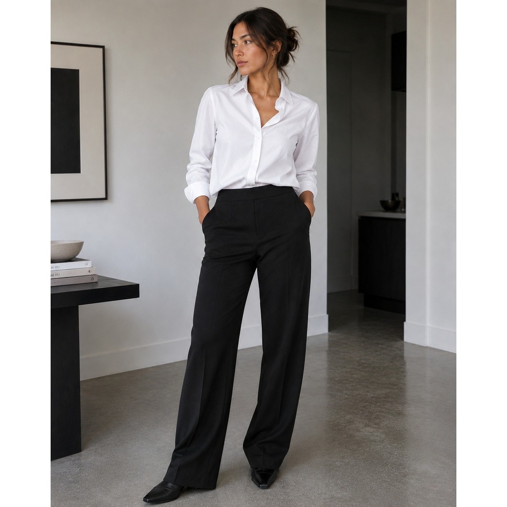 Abercrombie & Fitch Sloane Black Tailored Wide Leg Pants Womens 16L Tall 33 Long